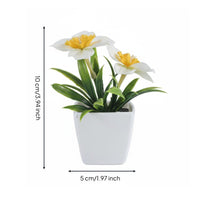 Fake Daffodil in Pot Nordic Style Potted Artificial Daffodils Long Mini Potted Narcissus for Office, Desk