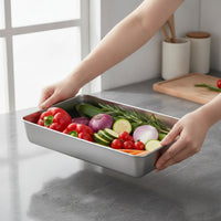 Deep Roasting Tray Oven Safe Sheet Pan with Deep Sides Stainless Steel Tray Induction-Compatible Stainless Steel Baking Pan