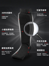 Boxing Shin Guards with Ankle and Foot Protection, EVA Martial Arts Knitted Leg Guards