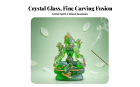 Auspicious Blessing Green Tara Statue Finely Detailed Tara Buddha Figurine Portable Size Resin Bodhisattva Statue Artistic Design for Meditation Practitioners, Collectors, Home Decorators, Desktop, Altar, Office, Living Room