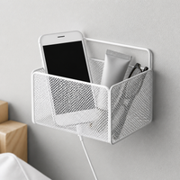Wall-Mounted Storage Basket Shelf for Dormitory Bedsides, Punch-Free Organizer