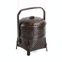 Bamboo Basket with Lid Handwoven Bamboo Basket with Handle Handmade Storage Container Box for Kitchen