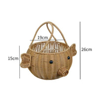 Animal-Shaped Basket Decorative Knot Rattan Storage Basket Portable