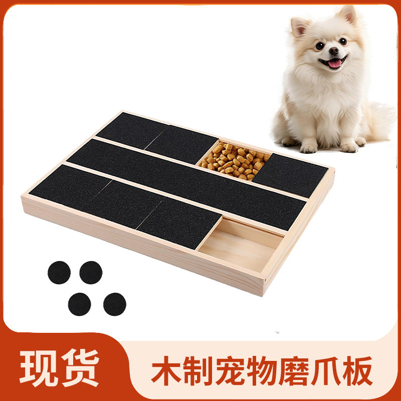 Wooden Dog Scratching Board with Hidden Pull-Out Snack Box