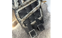Embossed Half Breastplate with Faux Faux Hair Adjustable Cosplay Breastplate Viking Costume Battle Gear Asymmetrical for Cosplayers, Larpers, Medieval Festival Faires, Halloween