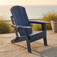 Folding Adirondack Chair Slatted Back Adirondack Chair with Cup Holders Outdoor Furniture Foldable Sturdy