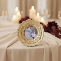 Round Picture Frame Gold Round Photo Frame Vintage-Inspired for Wedding