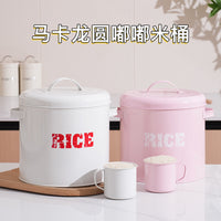 Modern Minimalist Metal Rice Storage Container with Measuring Cup, 9-10L Capacity
