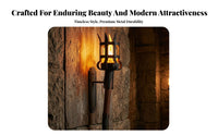 Medieval Torch Wall Sconce Rustic Lantern Wall Lamp Gothic Sconce with Metal Cage Farmhouse for Hallway, Bar, Game Room