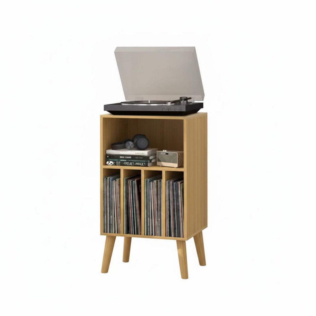 Vinyl Record Storage Cabinet Multifunctional Album Organizer Console Bookshelf Display Stand Particle Board Suitable for Music Lovers Living Room Bedroom Study