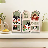 Modern Minimalist Entryway Tabletop Screen Decoration, Cartoon Peace and Joy Living Room TV Cabinet Folding Tabletop Art