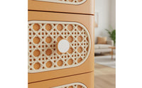Multi-Drawer Organizer Large Capacity Multi-Layer Organizer Cart Space Saving Rattan Design Nightstand for Students, Bedroom, Living Room, Washroom
