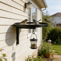 Metal Wall-Mounted Bird Bath Feeder with Hook for Outdoor Garden Patio Decoration