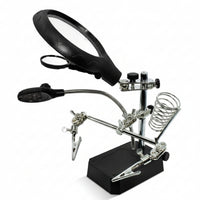 1 Piece Soldering Helping Hands Tool Featuring Magnifying Lamp LED Light Heavy Base Adjustable Arms and Secure Clamps Suitable for Hands-free Electronics Repair Desktop Inspection