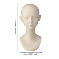 Mannequin Head Bust Mannequin Head with Shoulders Life-Size Face Model for Hair Stylists, Studio Photography