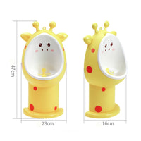 Urinal with Toilet Brush Giraffe-Shaped Toddler Urinal Easy-to-Clean for Daycare