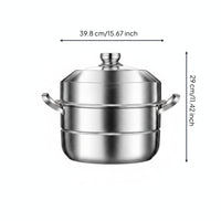 Induction Compatible 304 Stainless Steel Steamer Pot Glass Lid Steaming Basket Thickened Kitchenware for Gas Cooktop