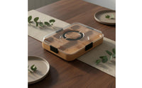 Bamboo Serving Tray with Lid Multi-Compartment Design Portable Snack Container