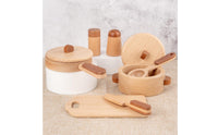 Wooden Toy Kitchen Set Materials Wooden Kitchen Role Play Toys Easy Storage Toy Pots and Pans for Kindergarten