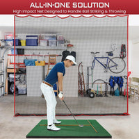 Multi-Sport Practice Net for Baseball, Golf, and Other Ball Sports, 10x10ft, Red, Polyester