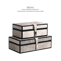Luxury Modern Minimalist Genuine Leather Horsehair Decorative Box for Cloakroom, Hotel Bedroom Storage