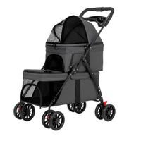 Dual Compartment Pet Stroller Foldable for Veterinarian Visits, Multiple Pets