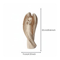 Sandstone-Finish Angel Figurine Curved Plumage Resin Angel Figurine Calm Pose