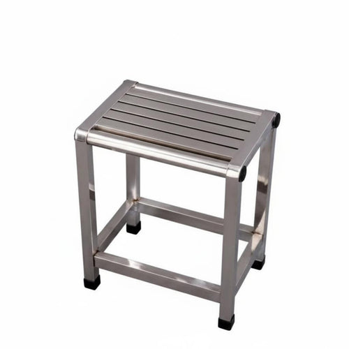 Slatted Metal Stool Waterproof Heavy-Duty Single Step Anti-Slip for Adults, Kids