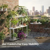 Multi-Tiered Rolling Plant Stand Floor-Standing Multitiered Plant Stand Stable design High and Low Layout for Balcony, Indoor