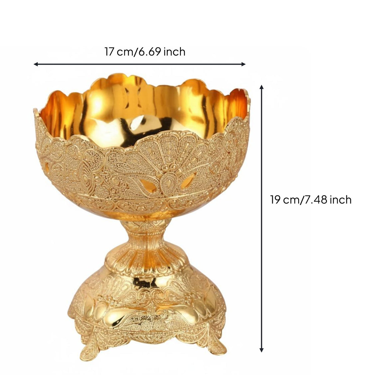 Pedestal Bowl Metal Footed Decorative Tray for Tabletop