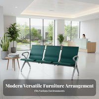 Thickened Seat Hospital Waiting Room Bench Sturdy Steel Frame PU Leather Waiting Bench Heavy Duty Airport Gang Chair Long-Lasting for Patients, Visitors, Travelers, Bus Station, Bank, Salon