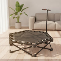 Foldable Fitness Trampoline with Handle Adjustable Folding Trampoline with Handlebar Anti-Slip Rebounder with Handle Waterproof for Apartment