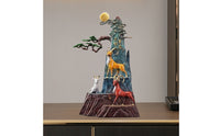 Mountain Sculpture with Goats Collectible Three Caprine Figures Sculpture Textured Caprine Ornament for Homeowners, Collectors, Office