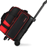 LARIPOP Large Capacity Rolling Two-Ball Bowling Bag