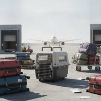 Pet Travel Crate with Wheels Hard-Sided Wheeled Pet Carrier Ventilated Dog Crate with Wheels for Professional , Domestic Training