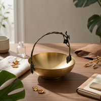 Metal Fruit Bowl with Handle Open Design Decorative Centerpiece Bowl Stylish Fruit Basket with Handle for Dining Table
