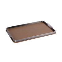 Tray with Metal Rim Rectangular Tray with Woven Base Elegant for Vanity