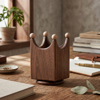 Revolving Pen Holder Compact Wooden Pen Cup Sturdy for Study, Vanity, Artists