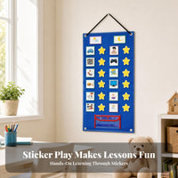 Hook-and-Loop Visual Schedule Chart Card Storage Pocket Picture Schedule Planner Foldable Daily Routine Chart Textile for Home, School