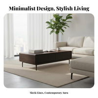 Modern Minimalist design 2-Tier Rectangular Coffee Table Large Storage Space dual-level Rectangular Table Sturdy and Stable Household Furniture scuffResistant for Apartment Dwellers, Homeowners, Families, Living Room, Lounge, Reception Area, Office