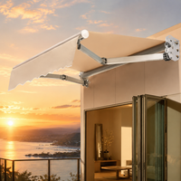 Electric Retractable Awning 2m Polyester Wall-Mounted Type Sun Shade Veranda Terrace Sun Protection UV Block