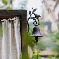 European Vintage Cast Iron Bell Doorbell with Branch and Bird Design