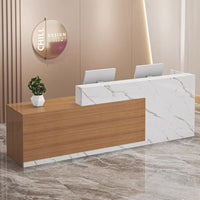 Modern Reception Desk Sturdy Reception Counter Retail Checkout Table Scratch-resistant Engineered Wood Suitable for Offices Retail Stores Medical Centers Salons