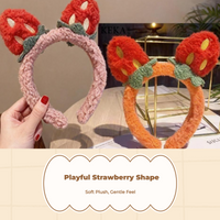 Strawberry Plush Hairband, Sweet Design, Girls Gift