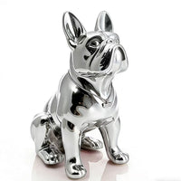 French Canine Figurine Glossy French Canine Statue Decorative Dog Statue with Necklace for Office, Entryway