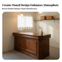Retail Checkout Counter Cream Design Boutique Welcome Desk Elegant Design Curved Front Desk for Receptionists, Office Managers, Salon