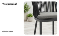 Woven Highrear Stool with supportrest Highrear Bar Chair Breathable Weave All-Weather for Adults, Entertainers, supportyard