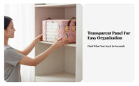 Foldable textile container with view panel Portable Handles Stackable view paneled container