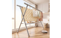 Stainless Steel Drying Rack with Net Floor-Standing Laundry Drying Rack Heavy Duty Sturdy for Balcony, Patio