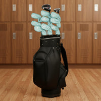 9 Pieces Scratch Protection Golf Iron Headcover Set Waterproof Numbered Iron Covers Soft Lined PU Leather Golf Club Covers for Golfers